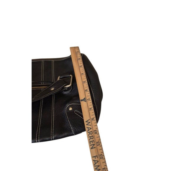 Kate Landry Pebbled Leather Satchel Shoulder Bag Large  heavy Well Made Black - Picture 11 of 12